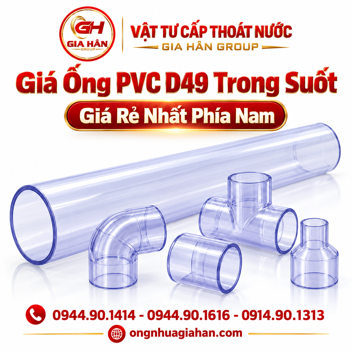 Giá Ống PVC D49 Trong Suốt (Clear PVC Pipe D49 - DN40 / 1-1/2")