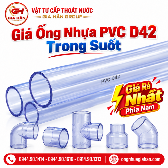 Giá Ống Nhựa PVC D42 Trong Suốt (Clear PVC Pipe DN32 - 1-1/4 inch)