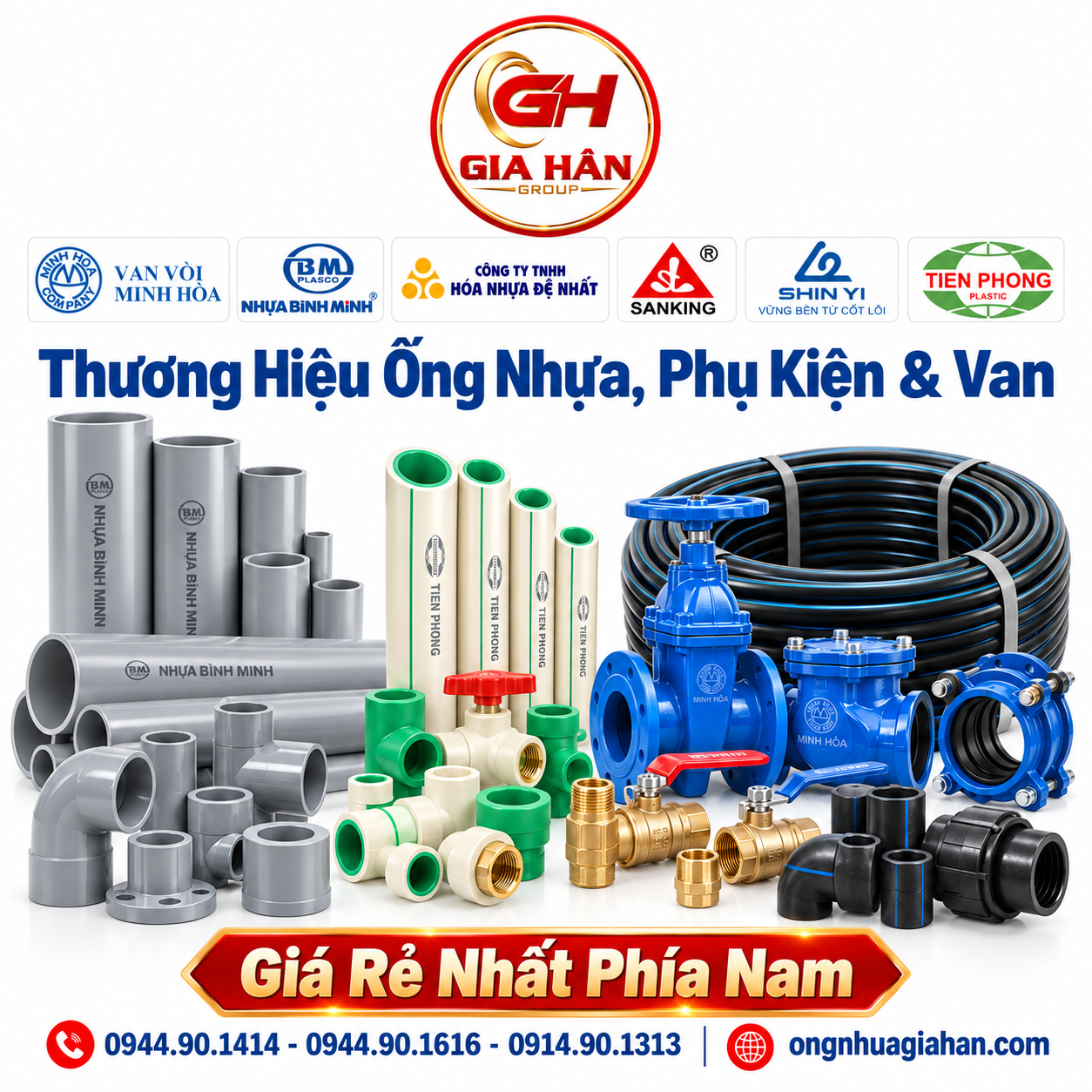 Các thương hiệu ống nhựa, phụ kiện và van tại Gia Hân Group