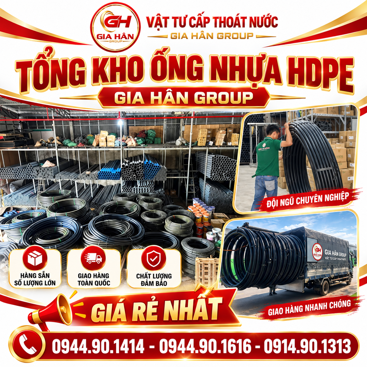 Tổng kho phân phối ống nhựa HDPE Tiền Phong Gia Hân Group tại TPHCM