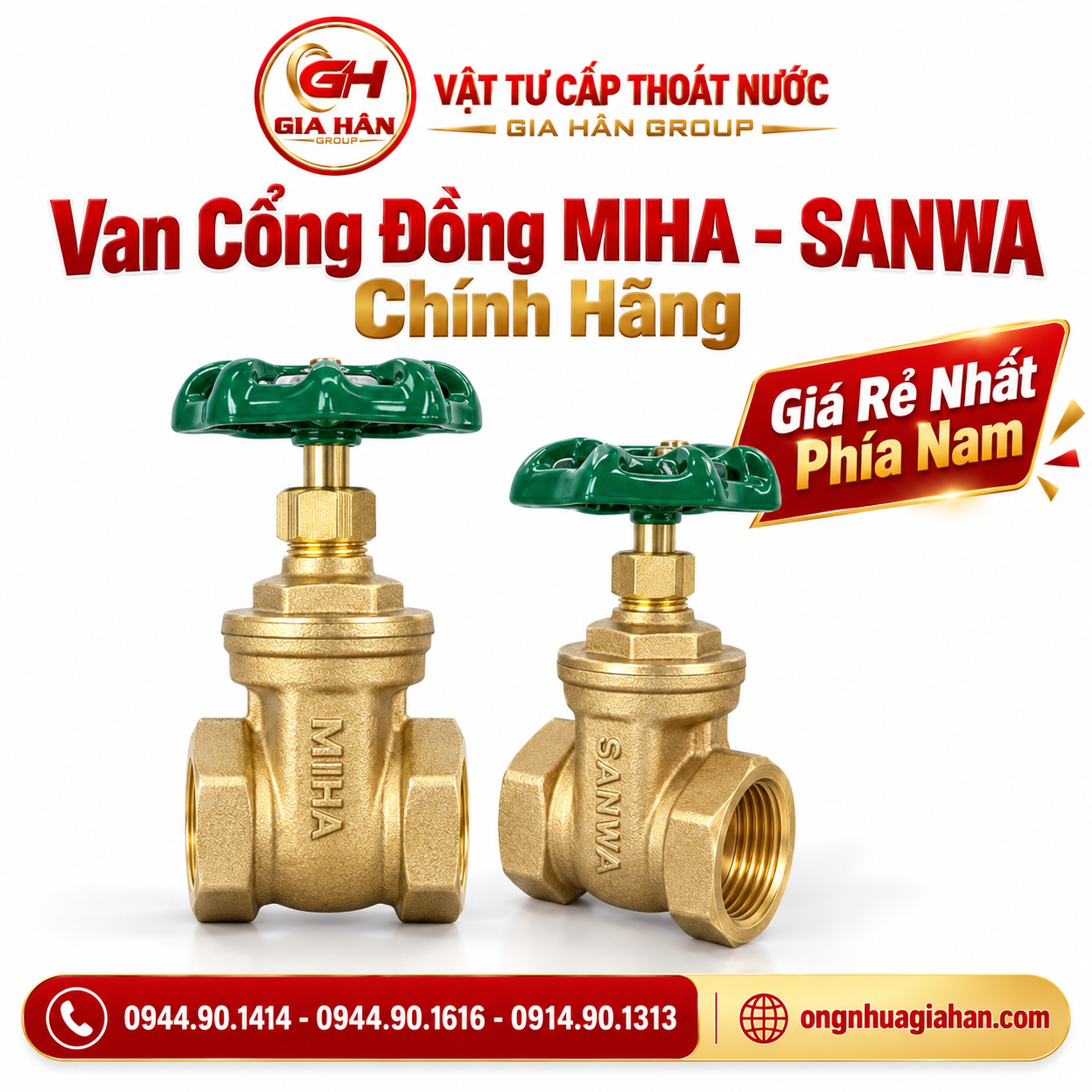 Các loại van cổng đồng Minh Hòa Miha MBV và van cửa đồng Sanwa Thái Lan sẵn kho