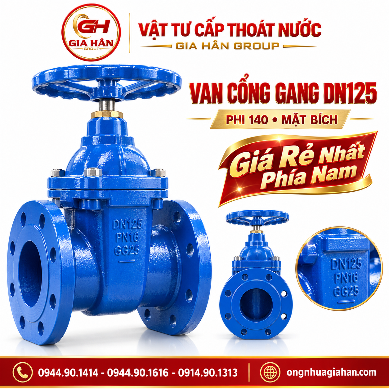 Van cổng gang ty chìm DN150 kết nối mặt bích tiêu chuẩn BS 5163 PN16 sơn phủ epoxy xanh