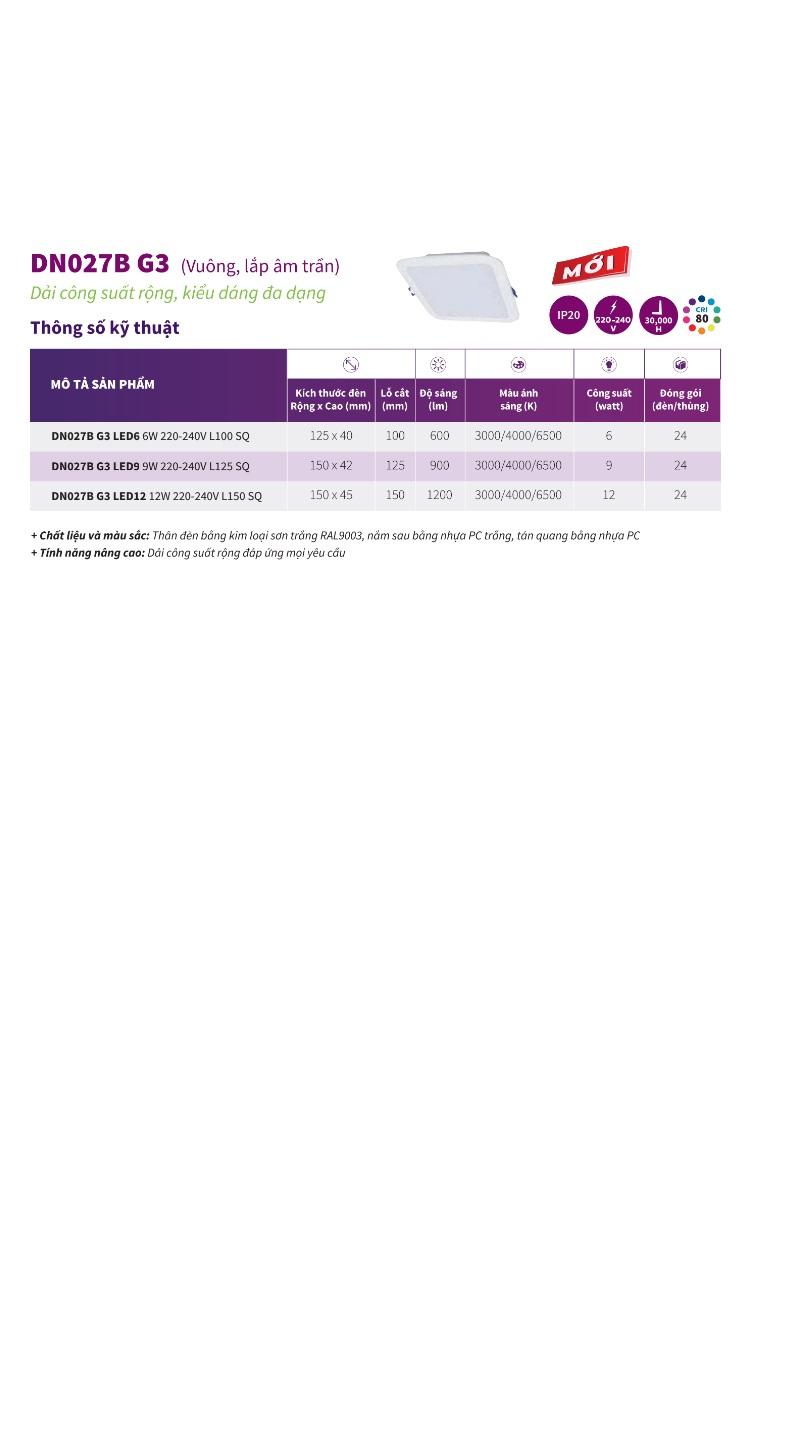Hãy chọn mua Đèn LED Philips DN027B ( Vuông và lắp âm trần ) Dải công suất rộng với kiểu dáng đa dạng Hãy chọn mua Đèn LED Philips DN027B ( Vuông và lắp âm trần ) Dải công suất rộng với kiểu dáng đa dạng