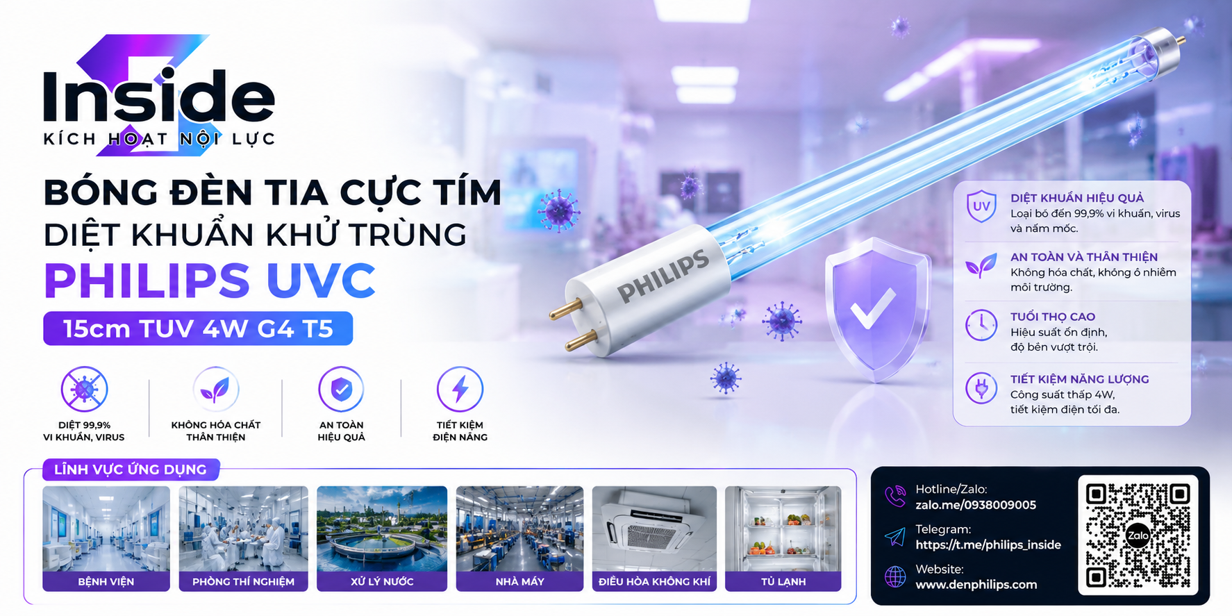 Ứng dụng đèn diệt khuẩn Philips UVC trong không gian sống