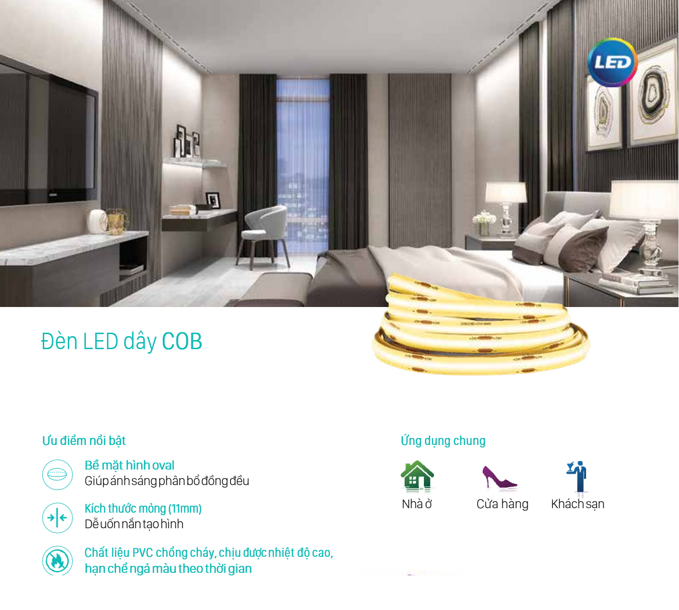 Ứng dụng linh hoạt của Đèn trang trí LED dây Philips oval LS161 COB