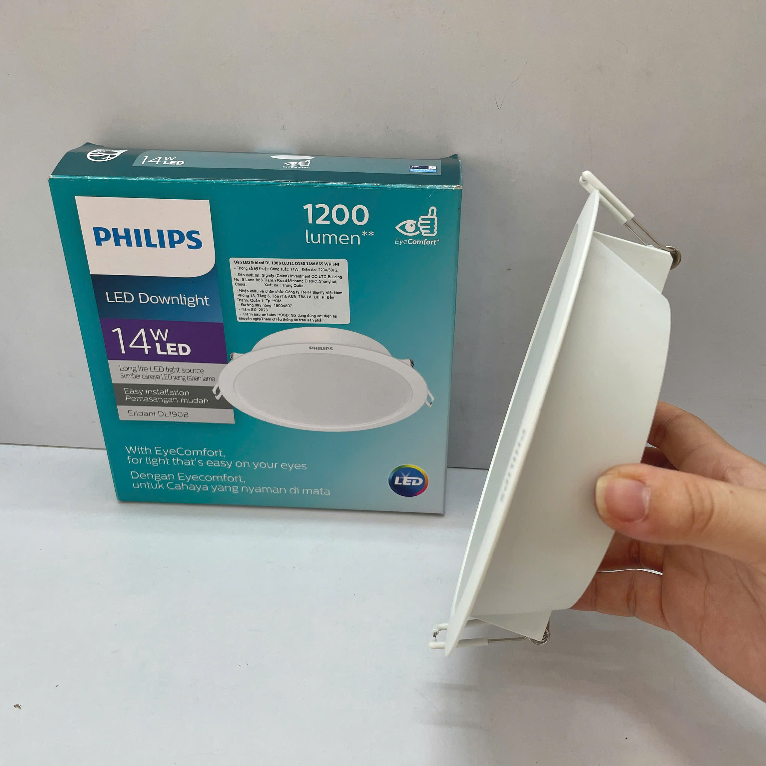 Đèn downlight âm trần Led Philips Eridani DL190B LED11 D150 14W 865 WH SNI 6500K 1150lm kiến tạo không gian sống đẳng cấp.