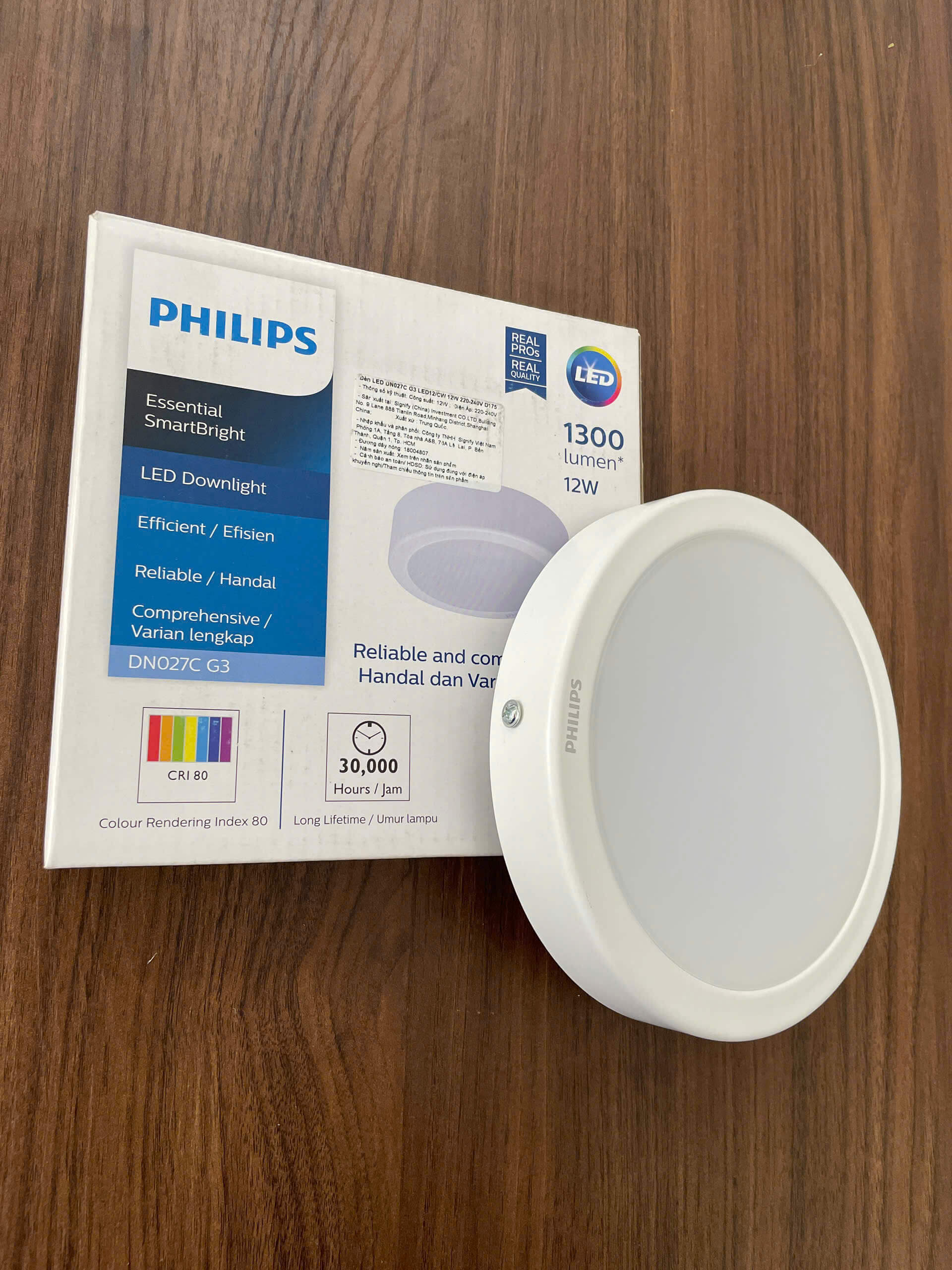 Đèn downlight ốp trần Led Philips DN027C SmartBright G3 với hiệu suất ánh sáng vượt trội 1300lm.