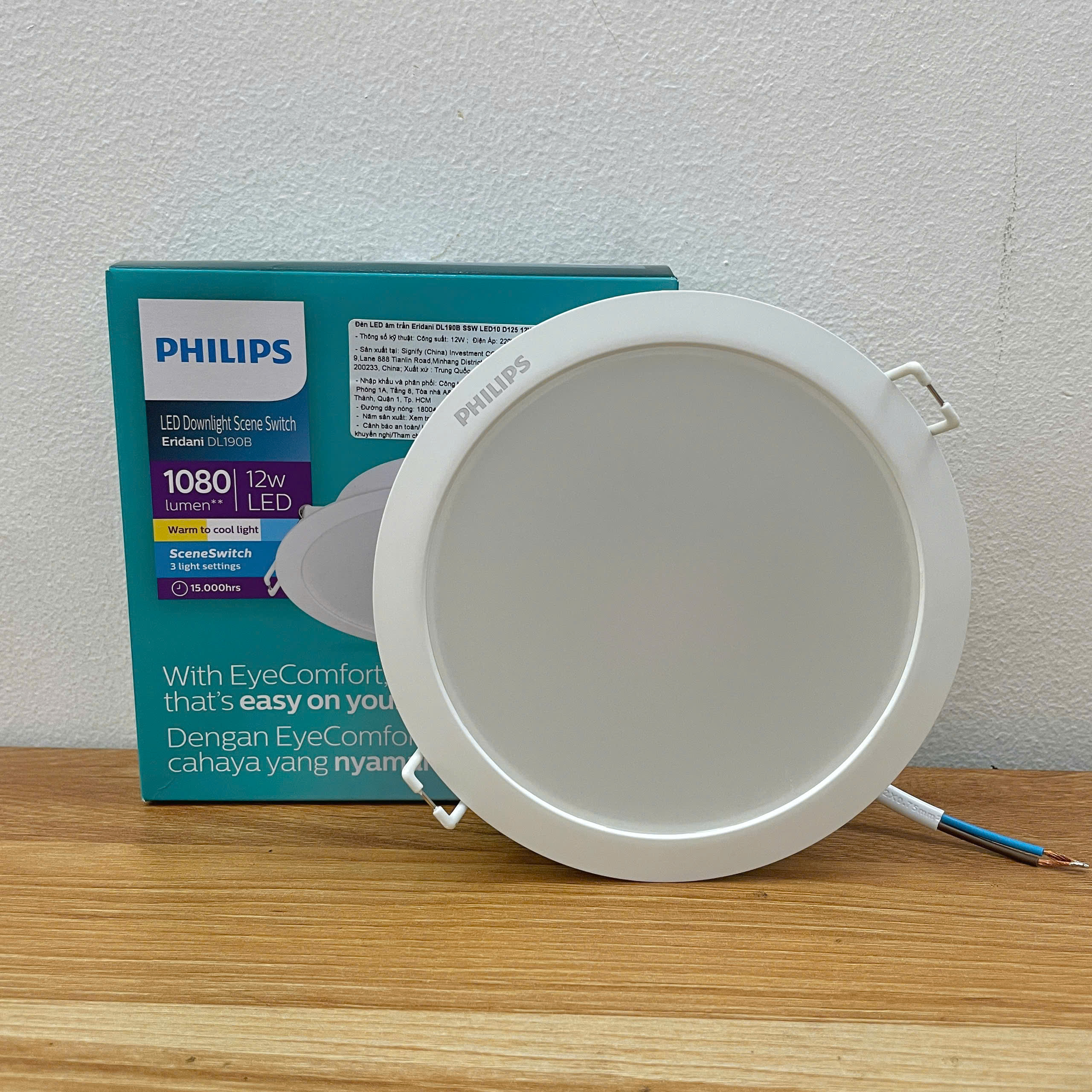 Thông số kỹ thuật Đèn downlight âm trần đổi màu Philips Eridani DL190B