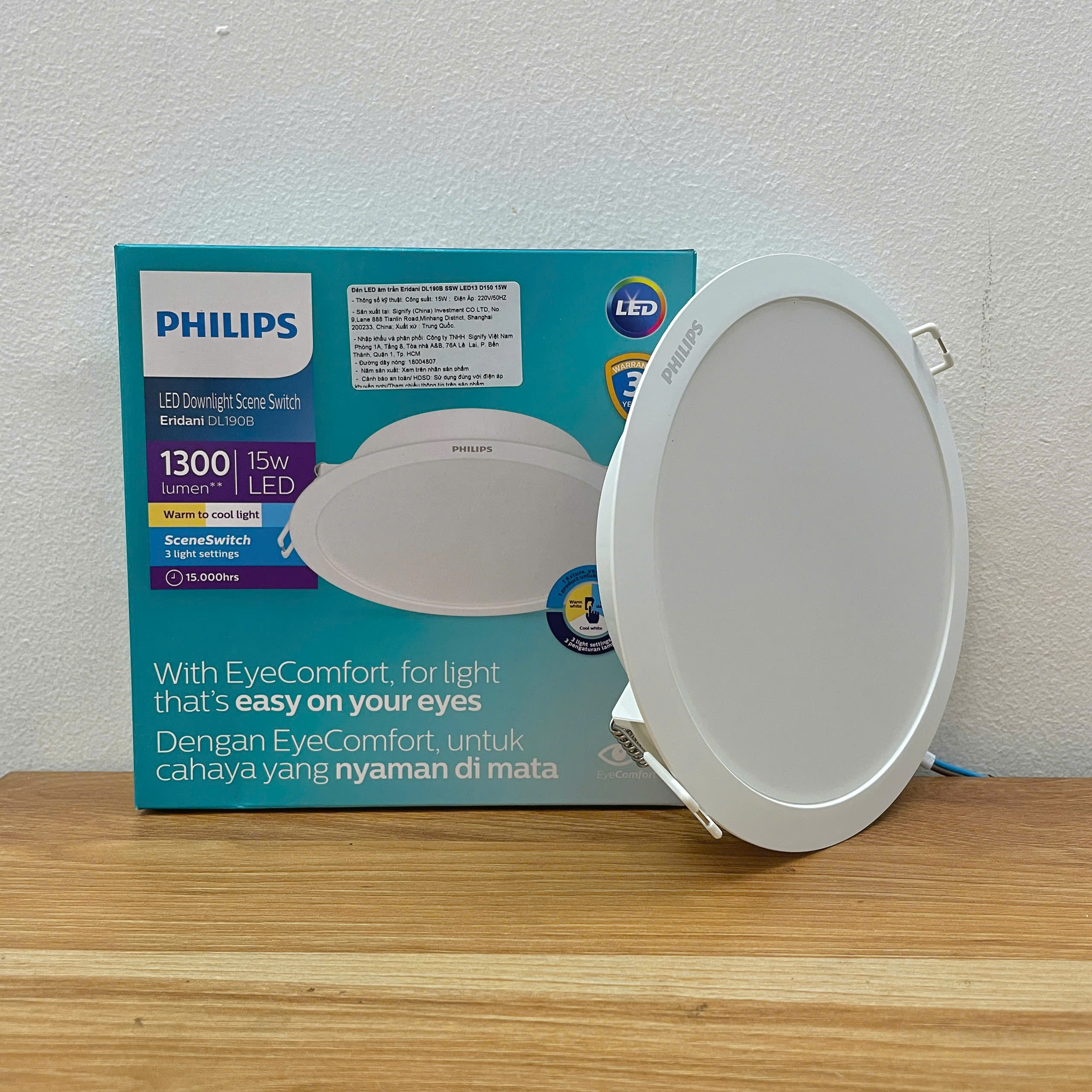 Lắp đặt dễ dàng, ứng dụng linh hoạt cùng Đèn downlight âm trần đổi màu Led Philips Eridani DL190B SSW LED13 D150.
