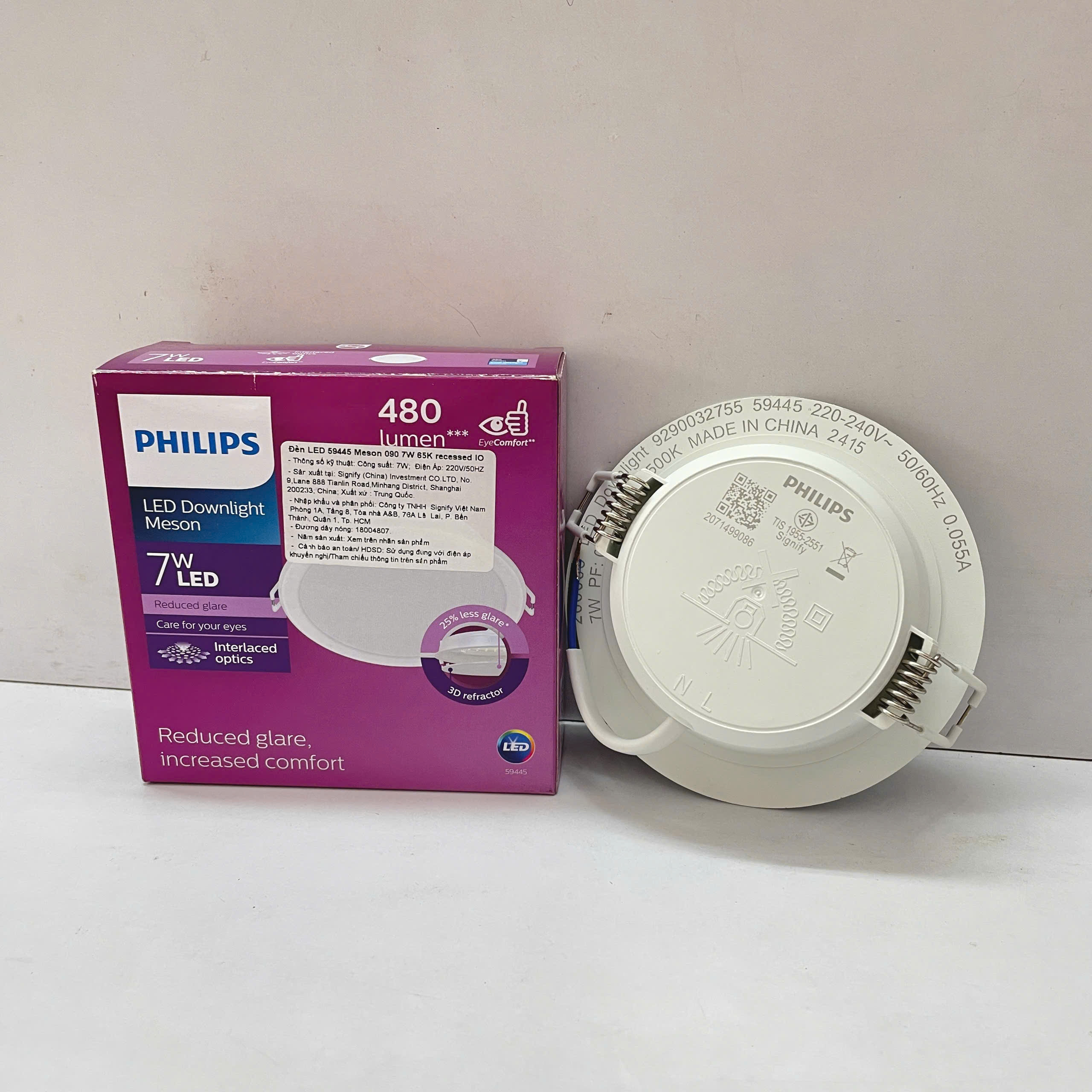 Đèn downlight âm trần Led Philips Meson IO 59445 D90 7W 6500K WH RECESSED 490lm mang lại ánh sáng tối ưu.