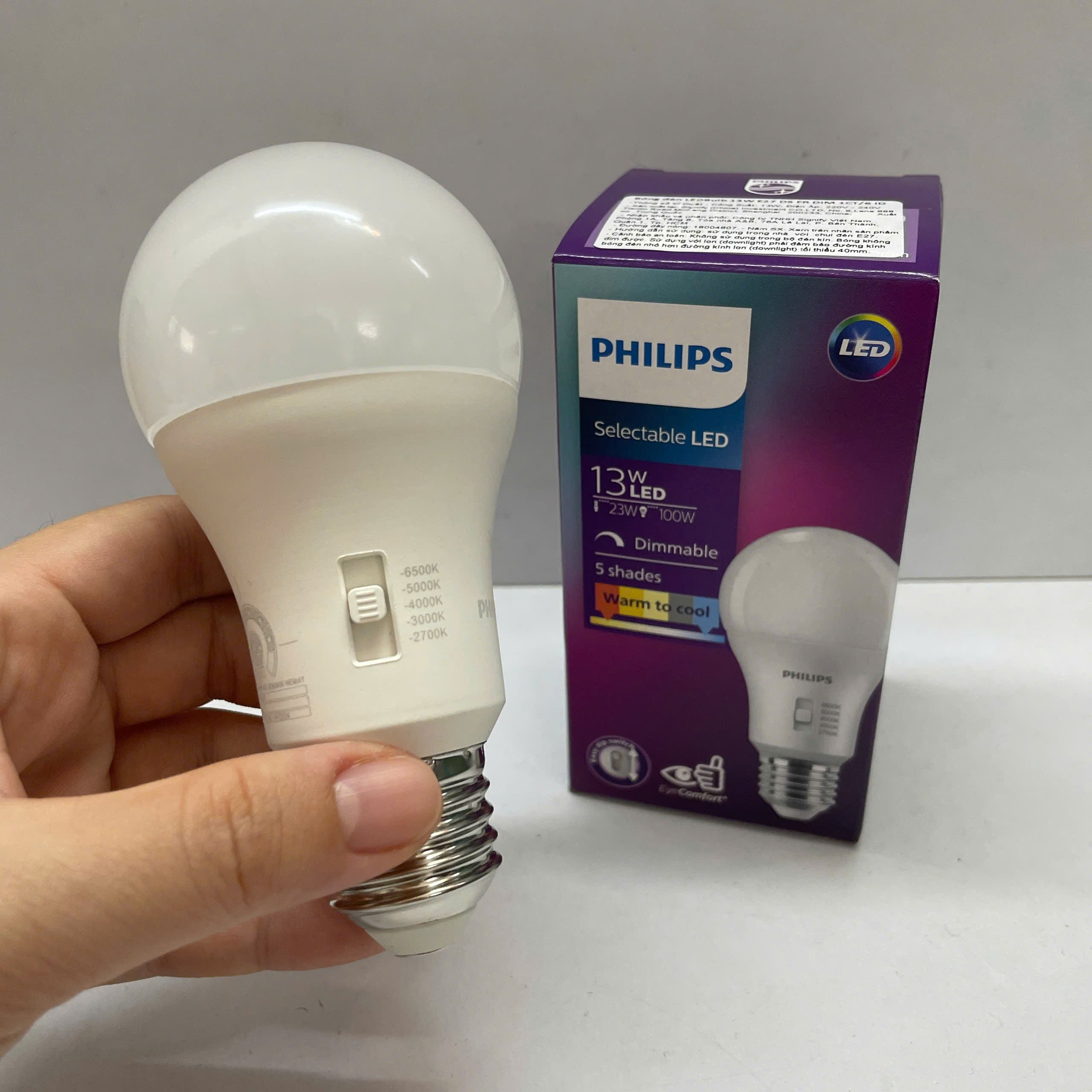 Thông số kỹ thuật Bóng đèn tròn LED Bulb đổi màu Philips