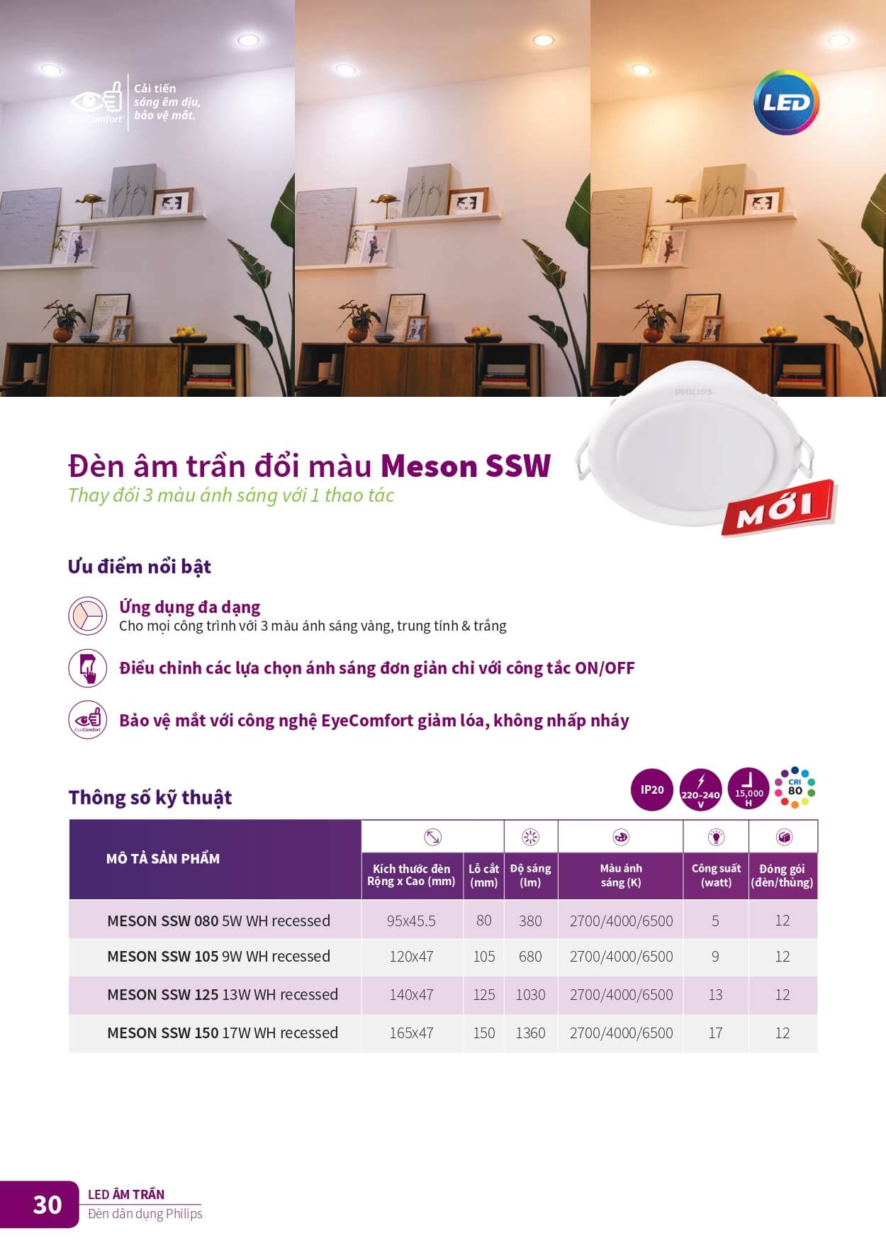 Chọn mua ngay Đèn LED philips Âm trần đổi màu Meson SSW- Thay đổi 3 màu ánh sáng với 1 thao tác Chọn mua ngay Đèn LED philips Âm trần đổi màu Meson SSW- Thay đổi 3 màu ánh sáng với 1 thao tác