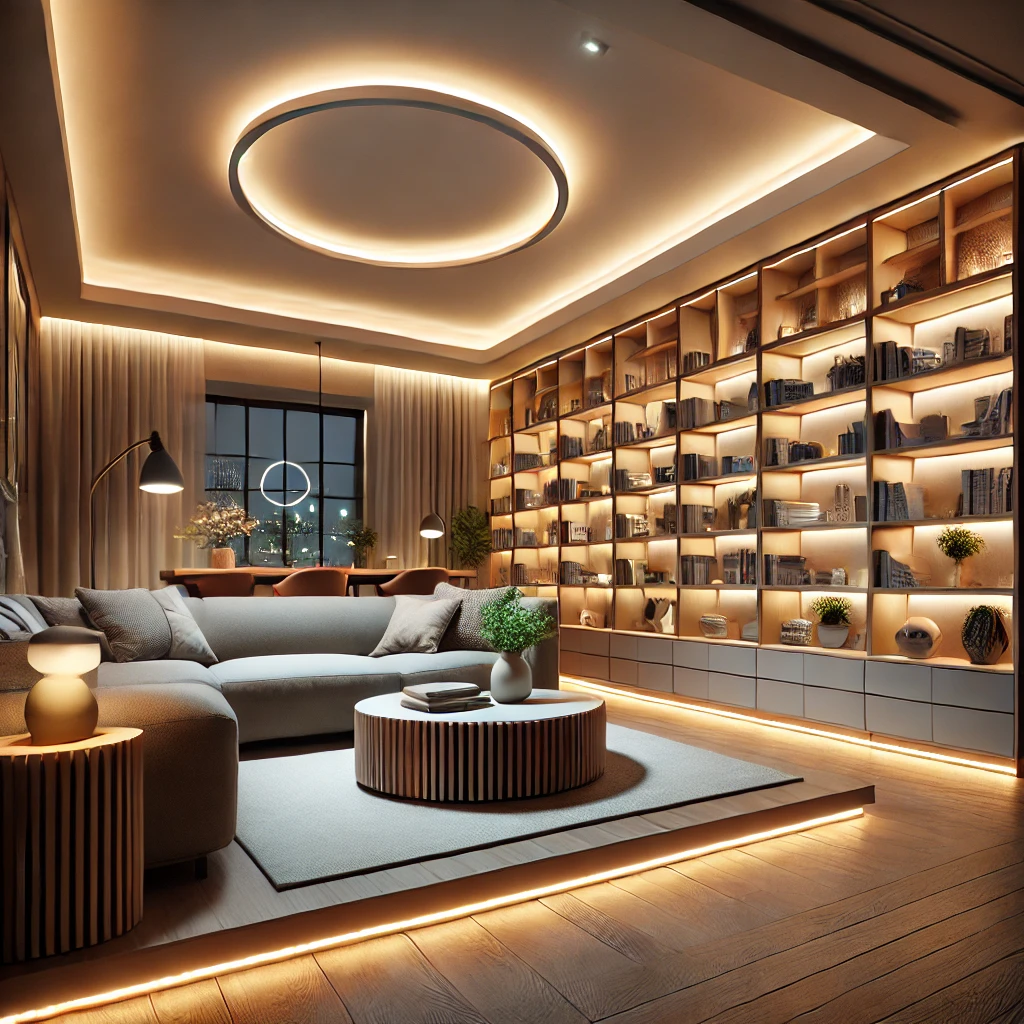 Đèn LED dây Philips LS161 COB LED8 được sử dụng trong không gian phòng khách tạo cảm giác ấm cúng cho ngôi nhà