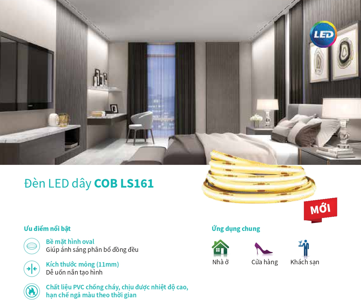 Đèn LED dây Philips LS161 COB LED8 8.5W 5M 24V kích thước siêu mỏng dễ lắp đặt cho mọi không gian