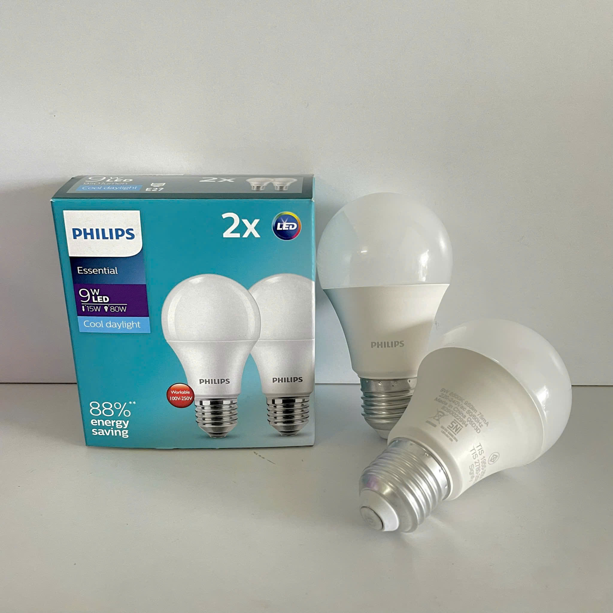 Combo 2 Bóng đèn Led bulb tròn Philips Essential 9W E27 6500K