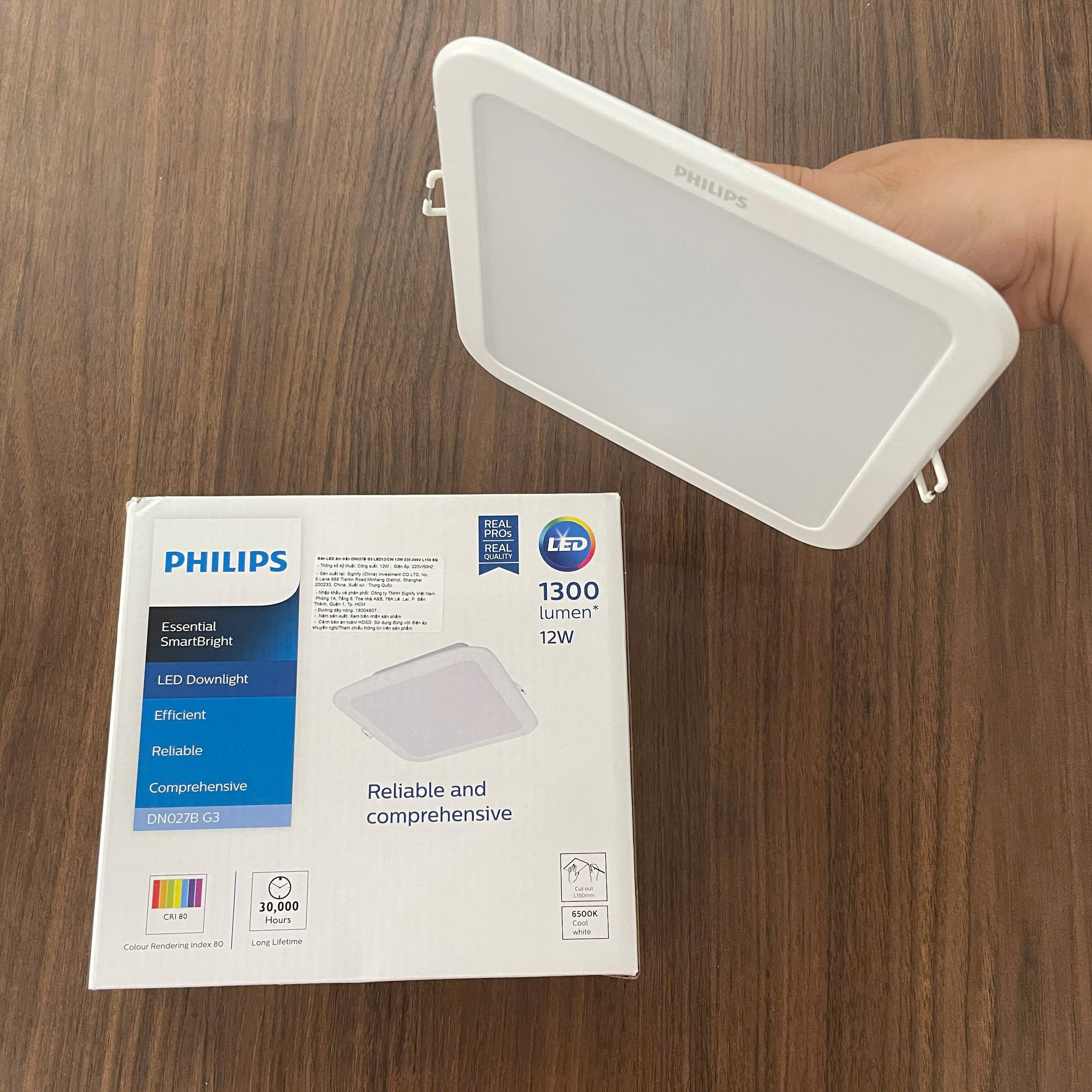 Thông số kỹ thuật đèn downlight âm trần vuông Led Philips DN027B G3