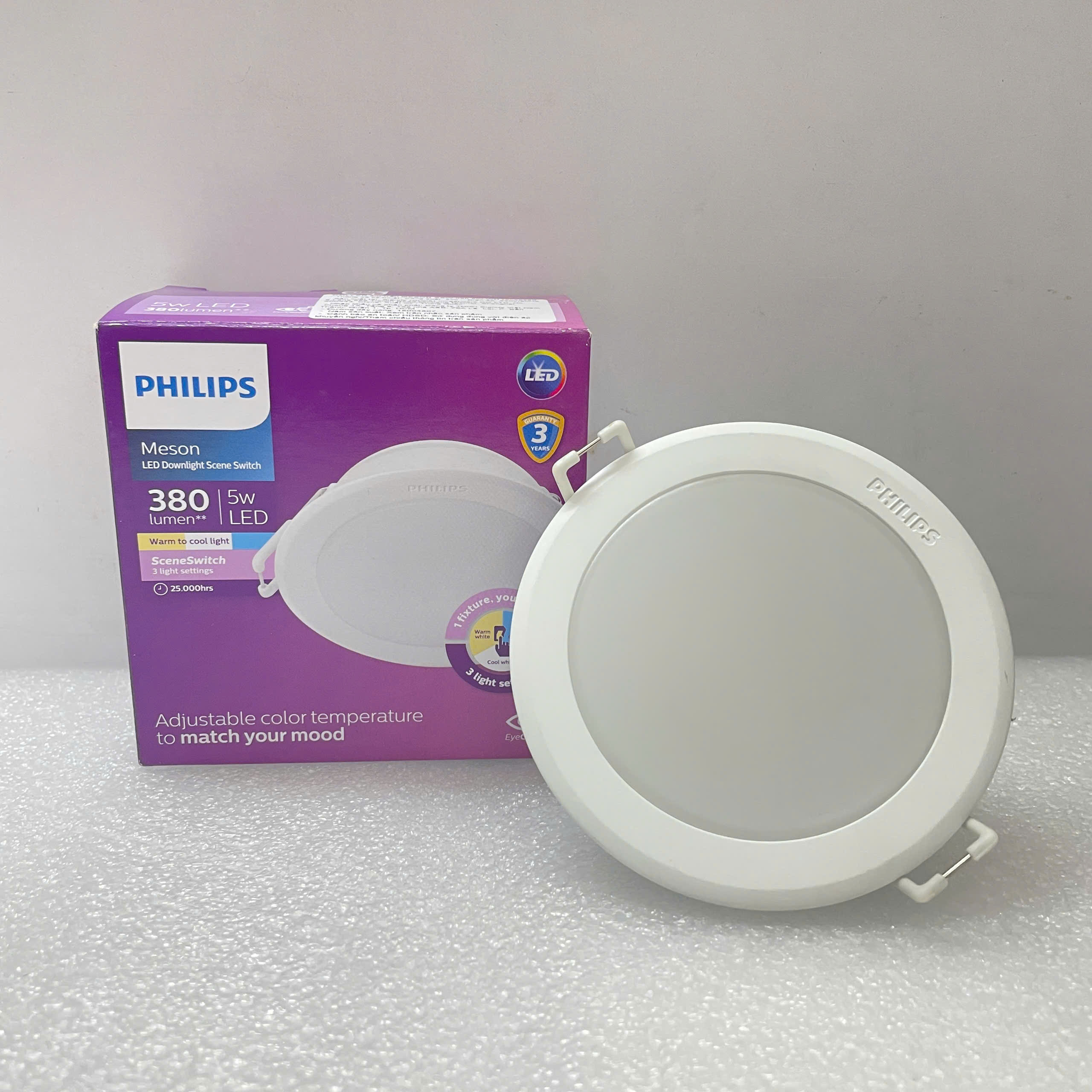 Đèn downlight âm trần đổi màu Led Philips Meson SSW D80 5W