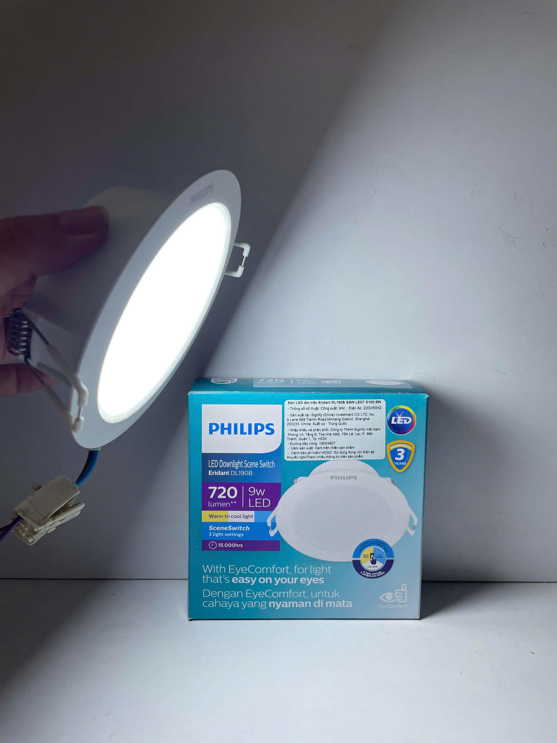 3 chế độ màu của đèn âm trần đổi màu Philips Eridani