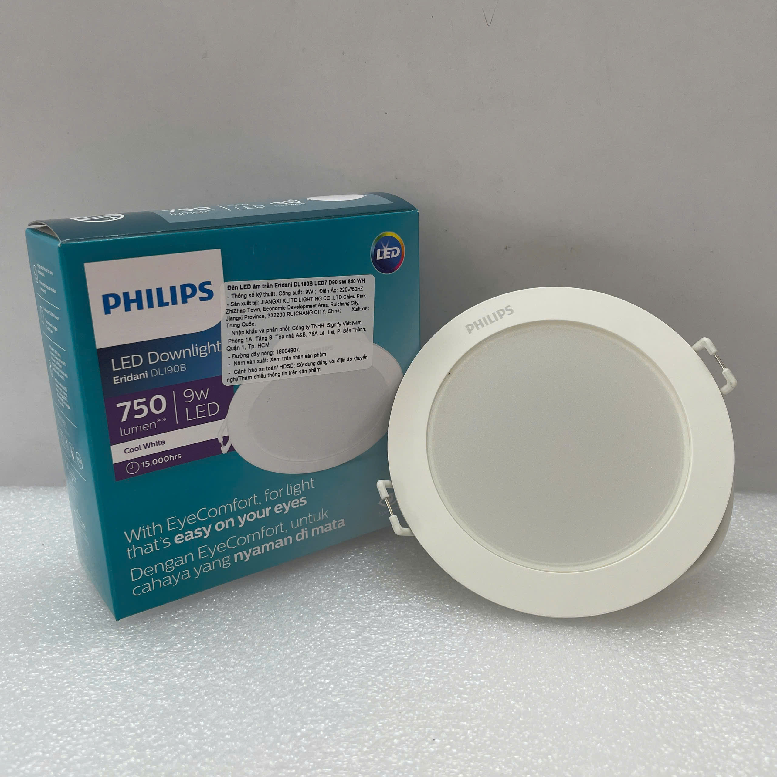 Thiết kế tinh tế của Đèn downlight âm trần Led Philips Eridani DL190B