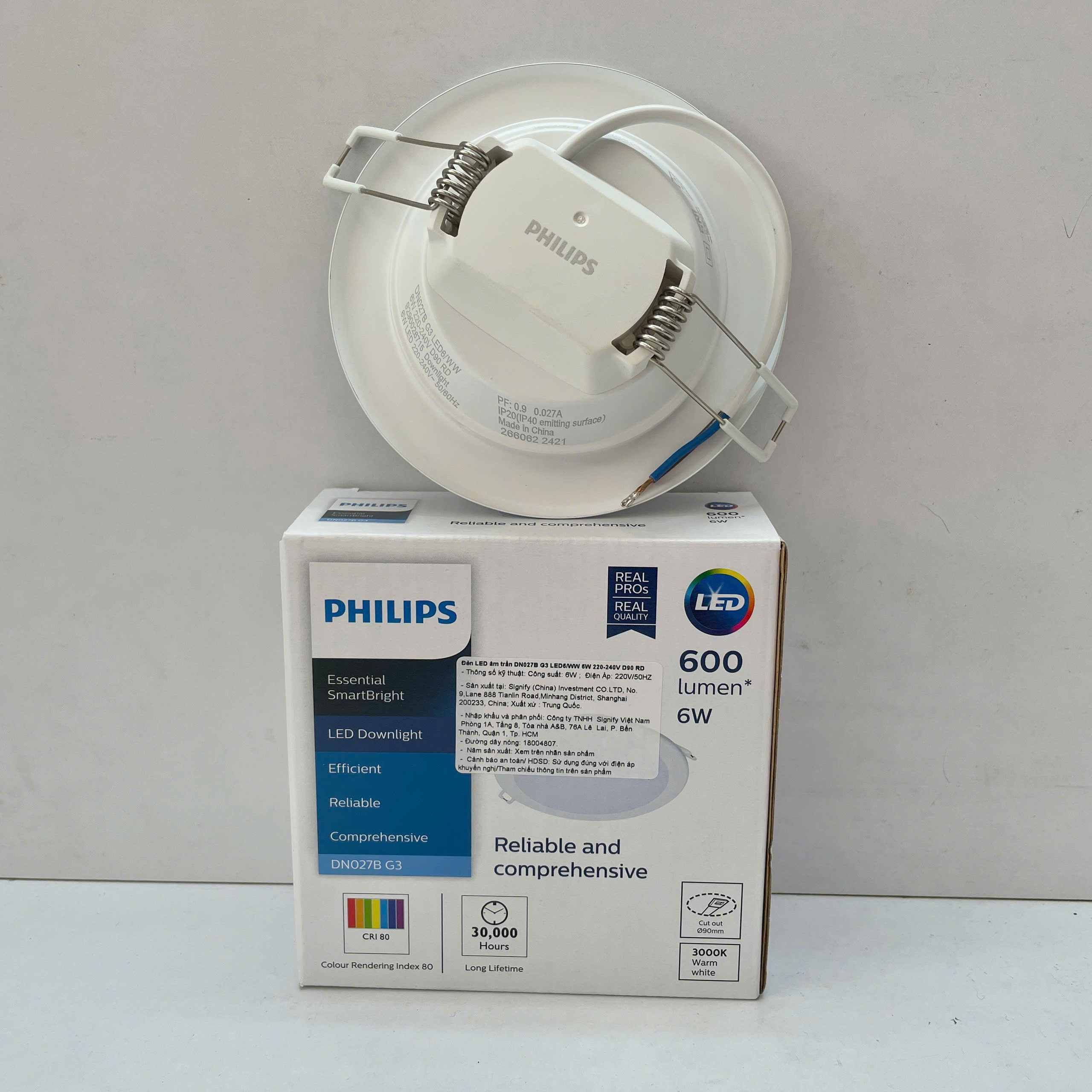 Kích thước lắp đặt đèn downlight âm trần Philips DN027B