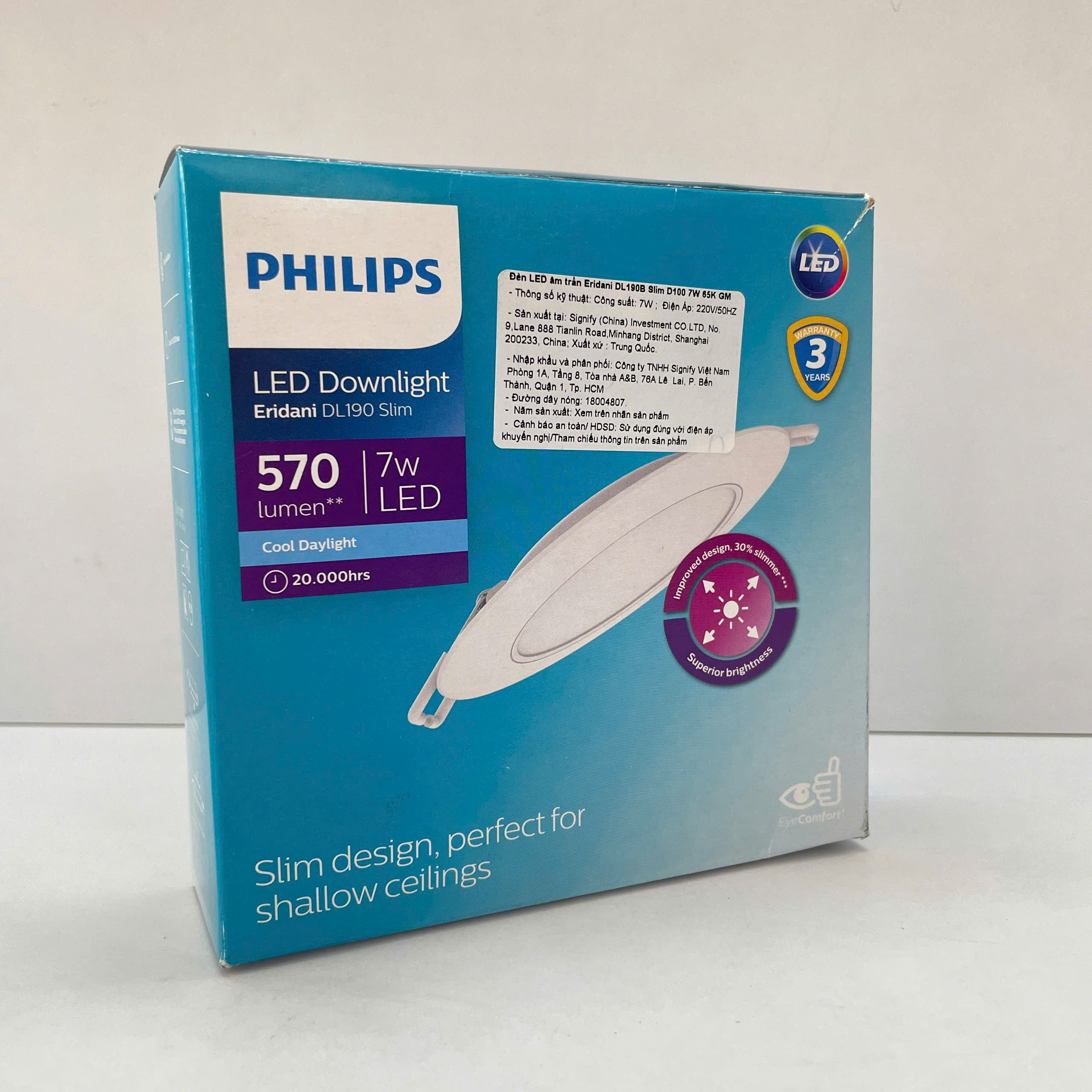 Ánh sáng tinh tế từ Đèn downlight âm trần siêu mỏng Led Philips Eridani DL190B Slim D100