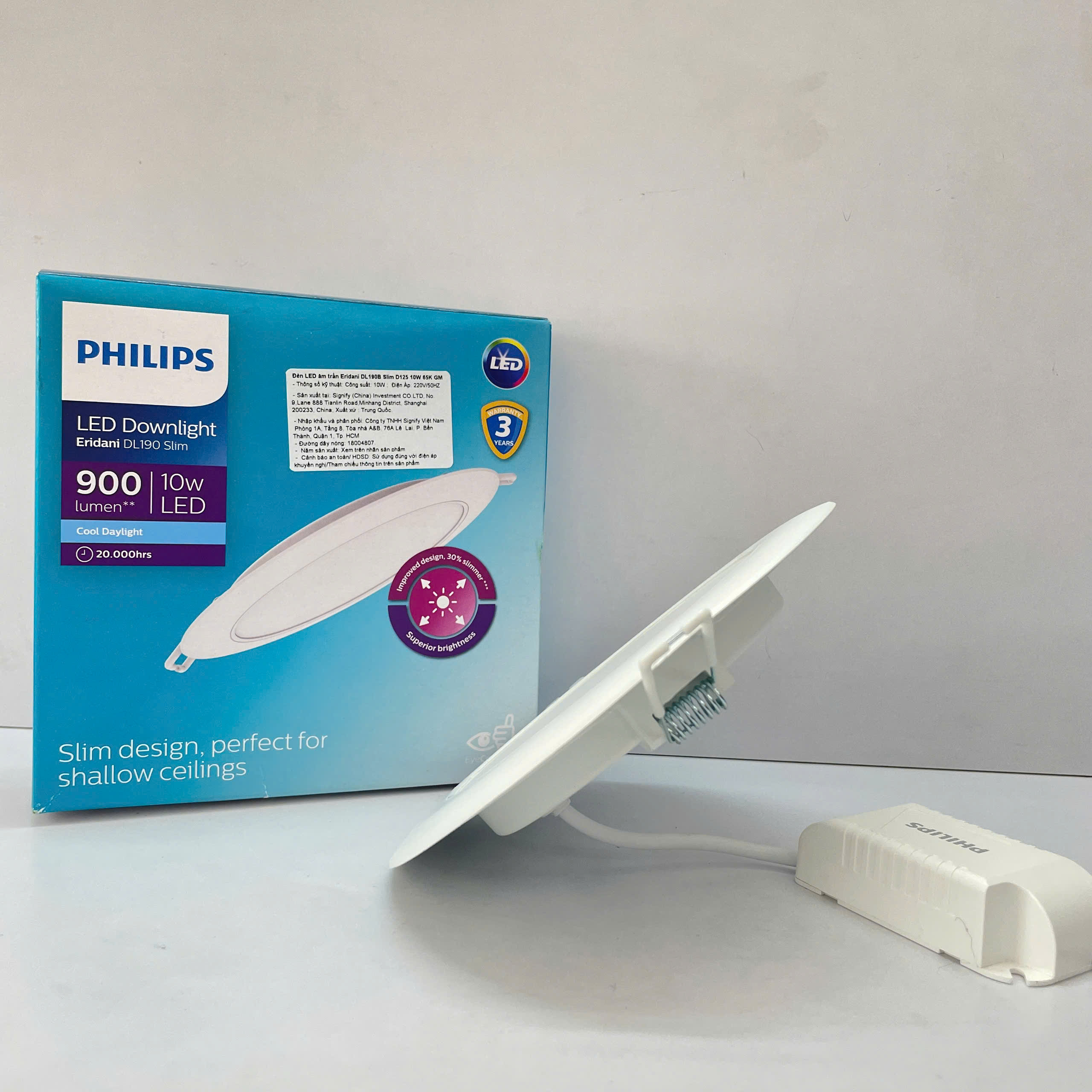 Công nghệ chiếu sáng vượt trội của Đèn downlight âm trần siêu mỏng Led Philips Eridani DL190B Slim.