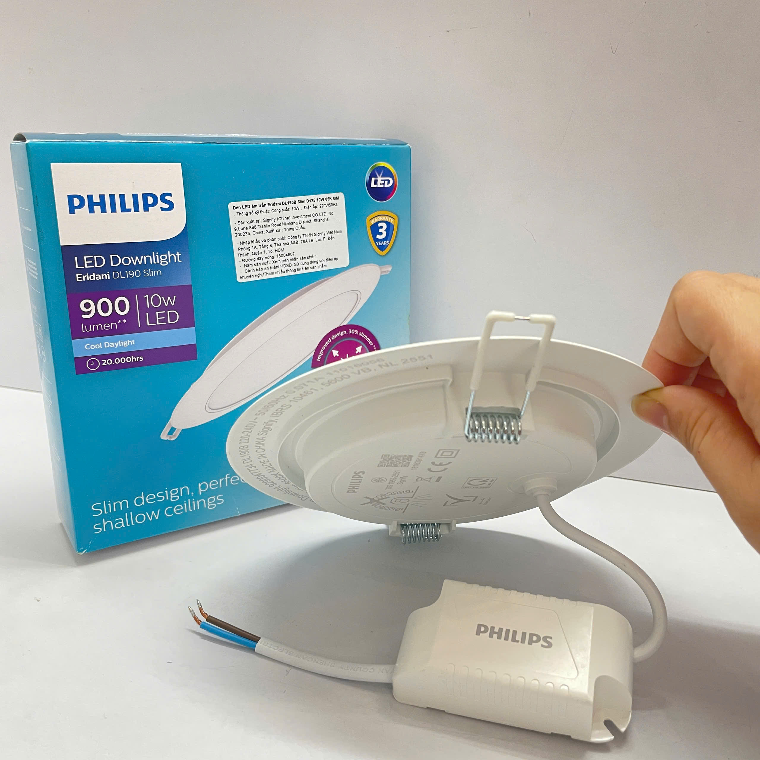 Đèn downlight âm trần siêu mỏng Led Philips Eridani DL190B Slim D125 10W 40K GM 4000K 900lm