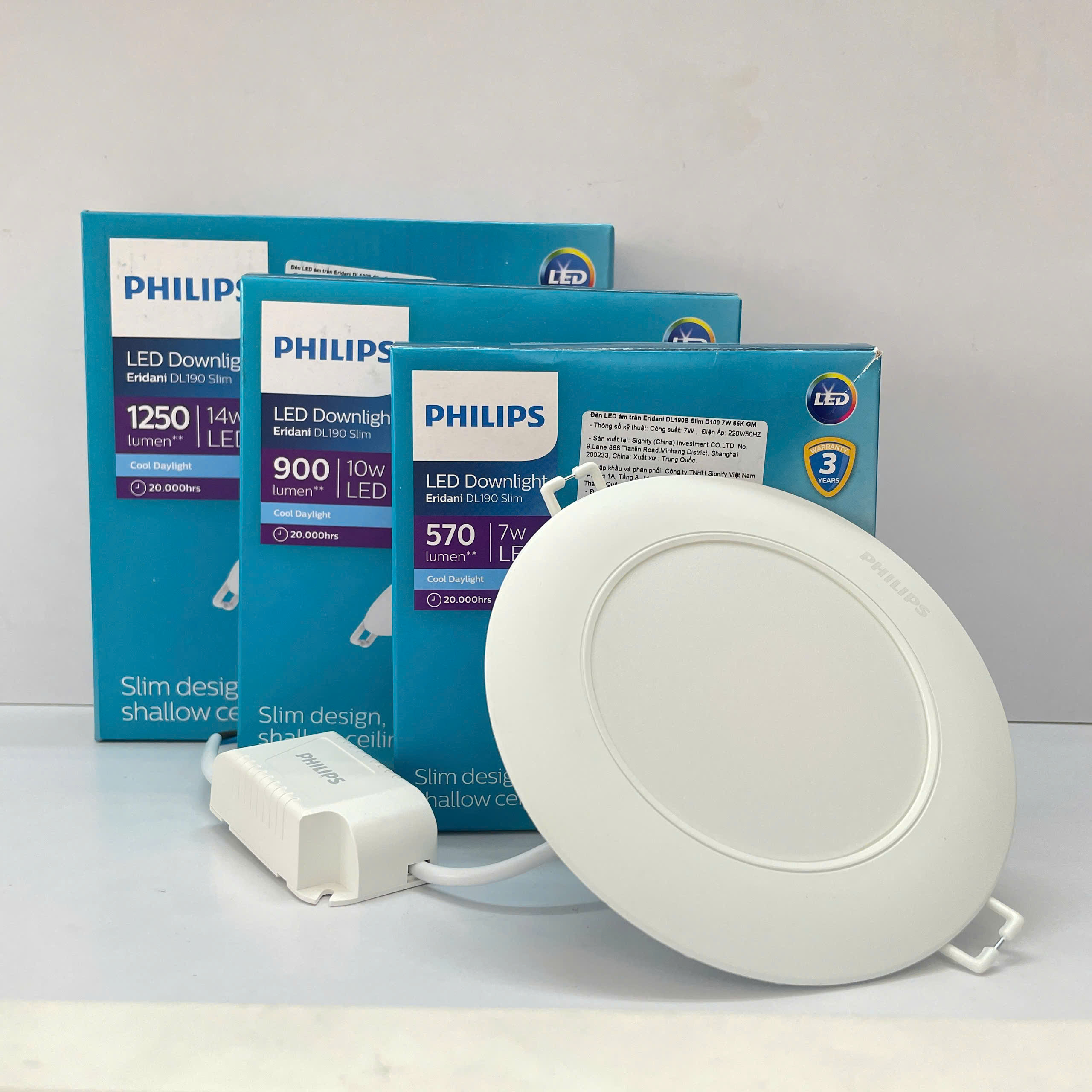 Thông số kỹ thuật của Đèn downlight âm trần siêu mỏng Led Philips Eridani DL190B Slim D100 7W.