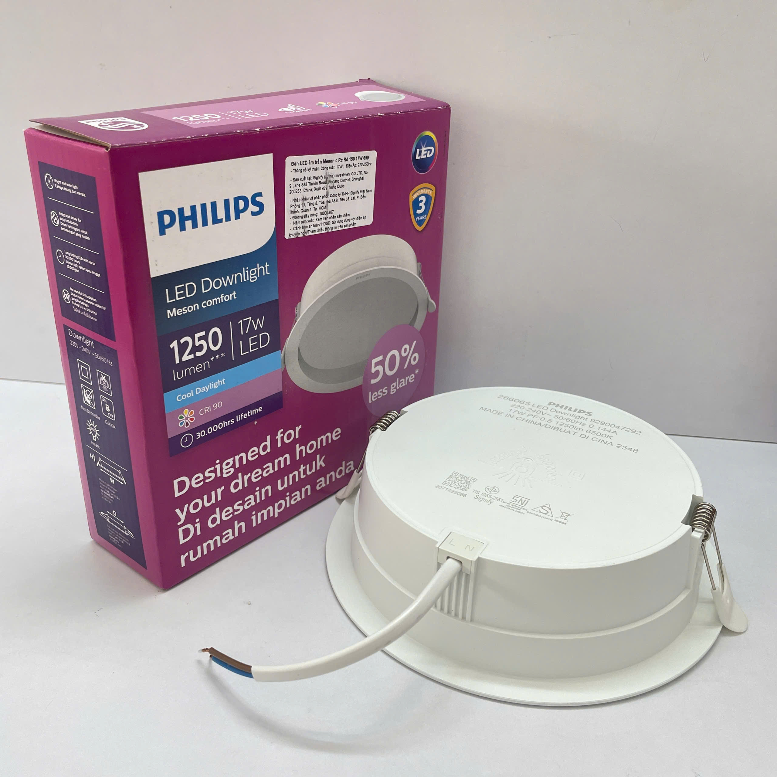 Công nghệ bền bỉ từ Đèn downlight âm trần chóa sâu Led Philips Meson c Rc Rd D150 17W 940 4000K 1250lm 30.000h đảm bảo hiệu suất vượt trội.