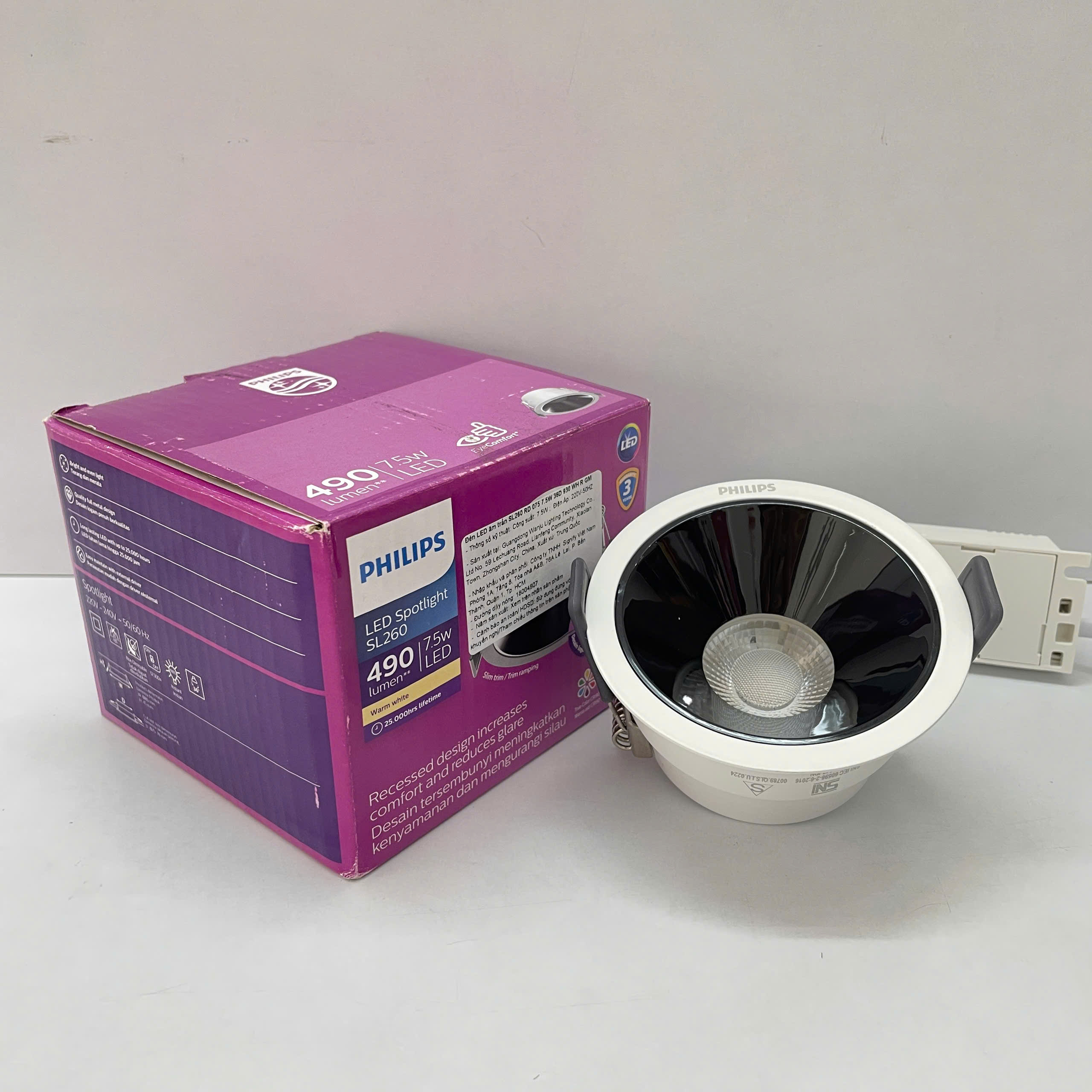 Cách lắp đặt Đèn downlight âm trần chiếu điểm chóa sâu Led Philips SL260 RD 075