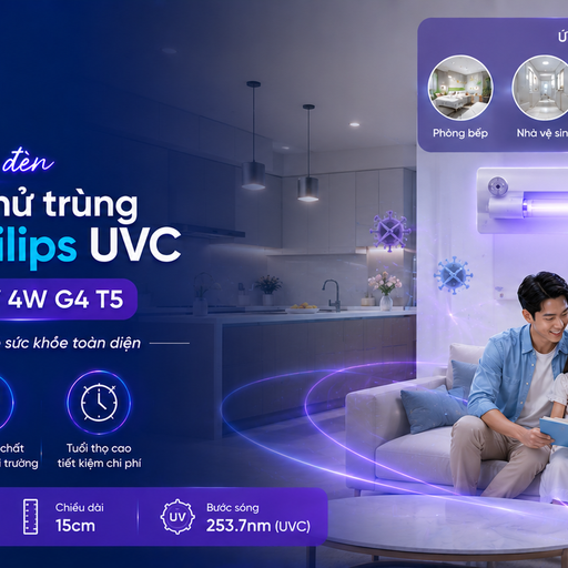 Bộ Máng Đèn Diệt Khuẩn Philips TUV UVC 15cm: Khử Trùng Tinh Tế, Không Khí Trong Lành