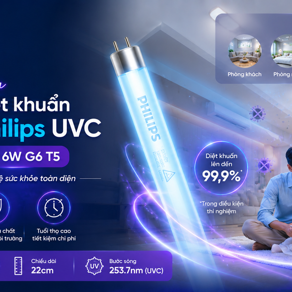 ✨ Khám phá Bóng đèn tia cực tím diệt khuẩn khử trùng TUV Philips UVC 22cm TUV 6W G6 T5 – Vệ sinh tối ưu cho không gian sống.