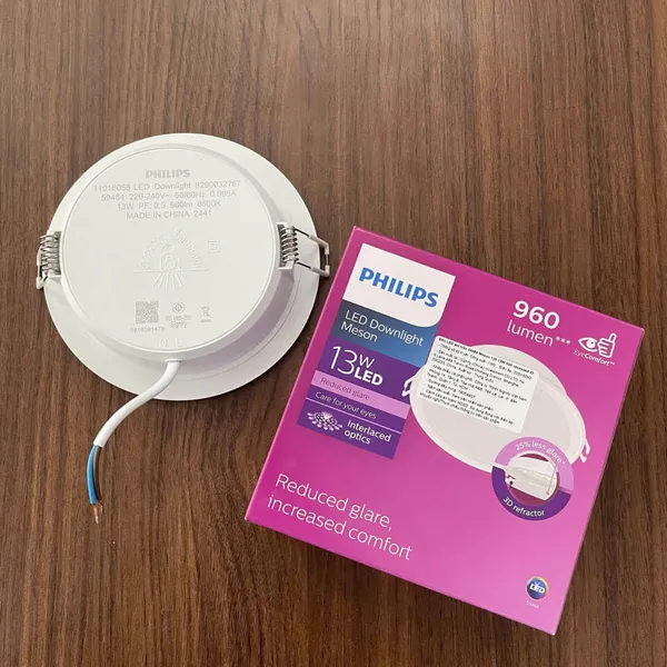 Ánh sáng tinh tế kiến tạo không gian: Khám phá ngay Đèn downlight âm trần Led Philips Meson IO 59464 D125 13W 65K WH RECESSED!
