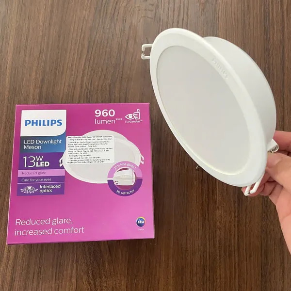Ánh sáng tinh tế kiến tạo không gian: Khám phá ngay Đèn downlight âm trần Led Philips Meson IO 59464 D125 13W 65K WH RECESSED!