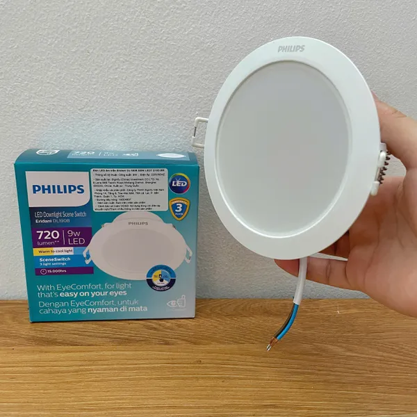 ✨ Định hình cảm xúc qua từng sắc thái ánh sáng. Trải nghiệm Đèn downlight âm trần đổi màu Led Philips Eridani DL190B SSW LED7 D100 9W 720lm.