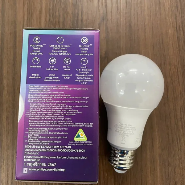 ✨ Ánh Sáng Cho Mọi Cảm Xúc. Trải nghiệm Bóng đèn tròn LED Bulb đổi màu Led Philips LEDBulb 8W E27 DS FR DIM 1CT/6 ID 900lm 2700K/3000K/4000K/5000K/6500K 220-240V A60.