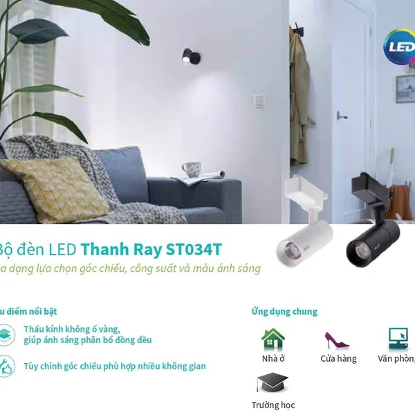 NÂNG CẤP KHÔNG GIAN Với Bộ Đèn LED Thanh Ray Philips ST034T LED8 10W – Hiệu Suất Vượt Trội