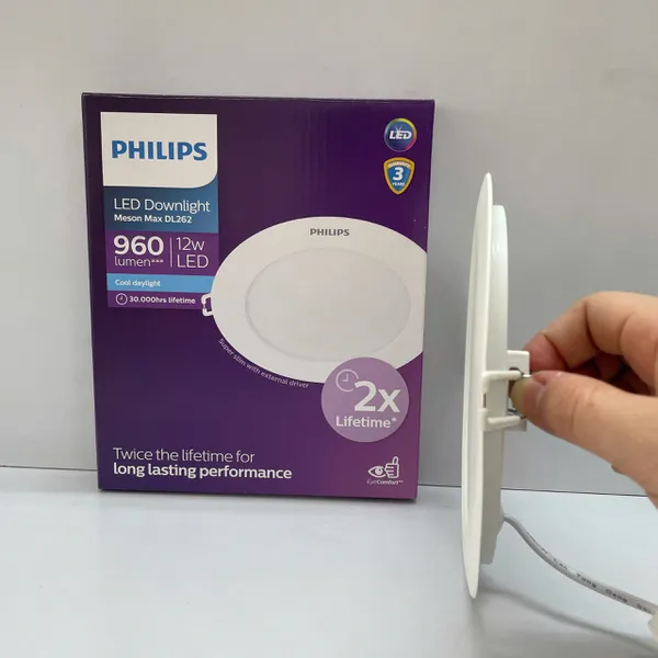 ✨ Trải nghiệm Ánh Sáng Hoàn Hảo | Đèn downlight âm trần siêu mỏng LED Slim Philips DL262 12W 3000K D150 HV SNI 02 170x18mm