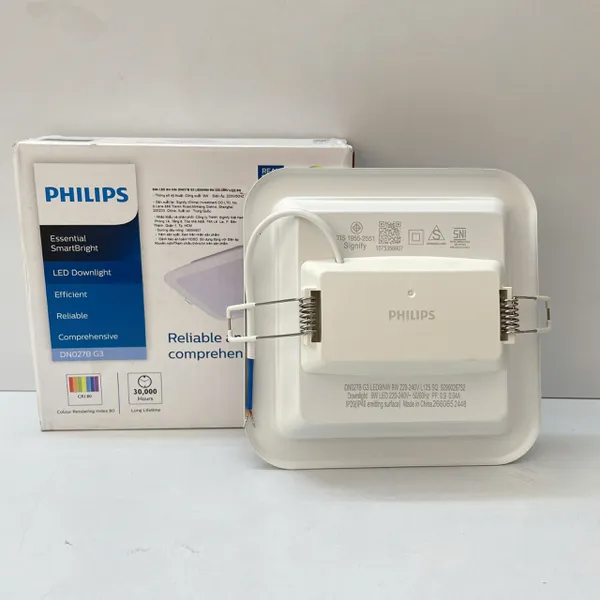 ✨ Trải Nghiệm Ánh Sáng Tinh Khiết | Đèn Downlight Âm Trần Vuông Led Philips DN027B G3 9W. Khám Phá Ngay.