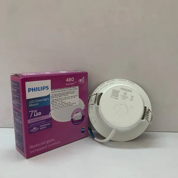 ✨ Ánh Sáng Định Hình Không Gian. Trải nghiệm ngay Đèn downlight âm trần Led Philips Meson IO 59445 D90 7W 4000K WH RECESSED 480lm.