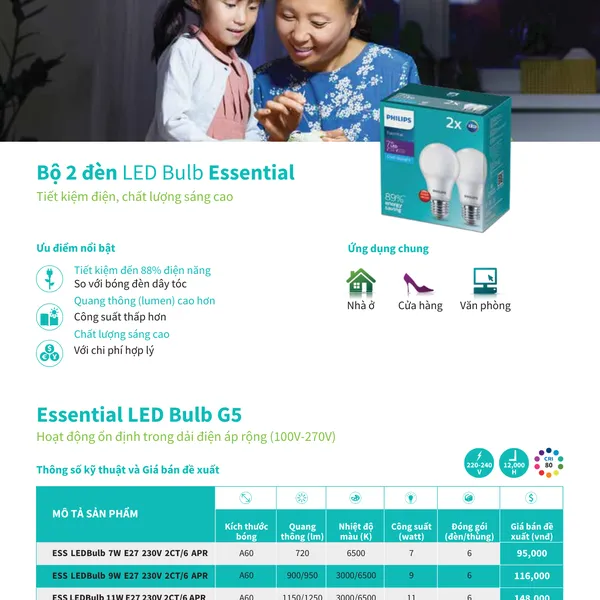 💡 Khám phá Catalogue bảng giá Combo 2 Bóng đèn Led Bulb Essential Philips E27 230V 2CT/6 APR mới nhất | Ánh sáng định hình không gian sống