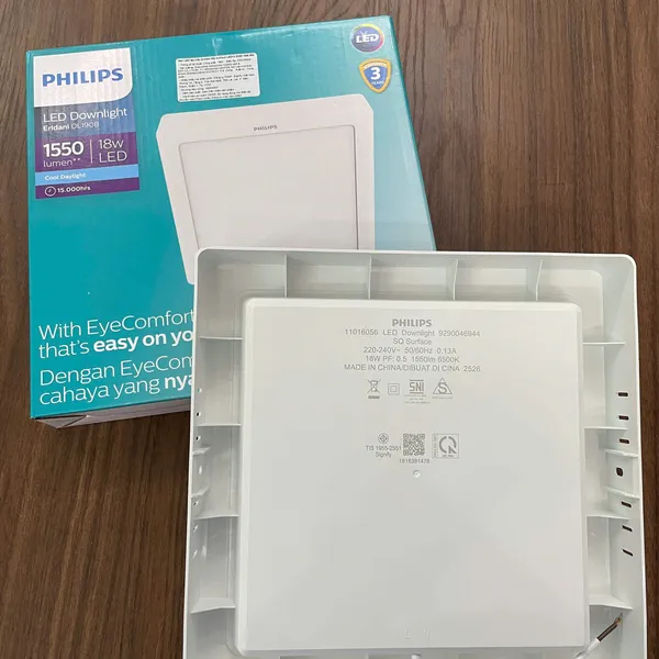 ✨ Định Nghĩa Lại Ánh Sáng | Khám Phá Đèn Led ốp nổi vuông downlight Philips Eridani SQ Surface LED15 L200 18W 840 1550lm 4000K