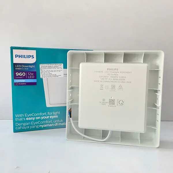 ✨ Trải nghiệm Không gian Tinh tế | Đèn Led ốp nổi vuông downlight Philips Eridani SQ Surface LED9 L150 12W 865 960lm 6500K