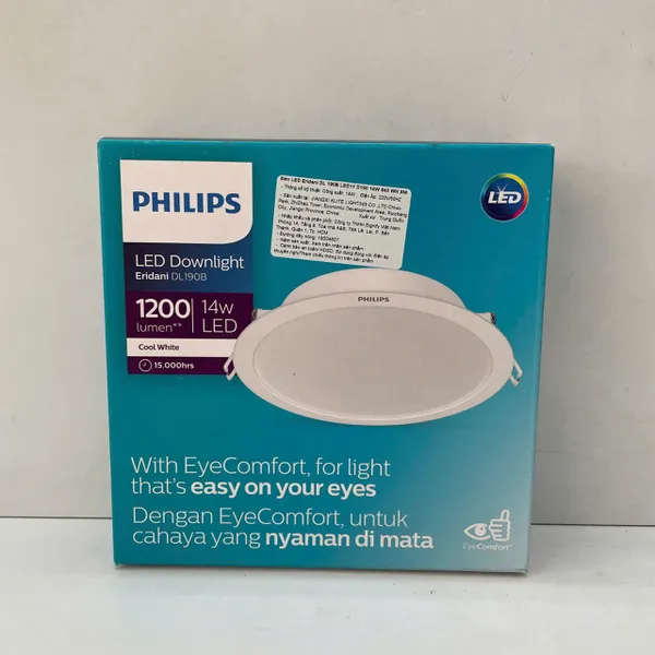 ✨ Trải nghiệm Ánh sáng Tinh khiết | Khám phá Đèn downlight âm trần Led Philips Eridani DL190B LED11 D150 14W 840 WH SNI 4000K 1200lm
