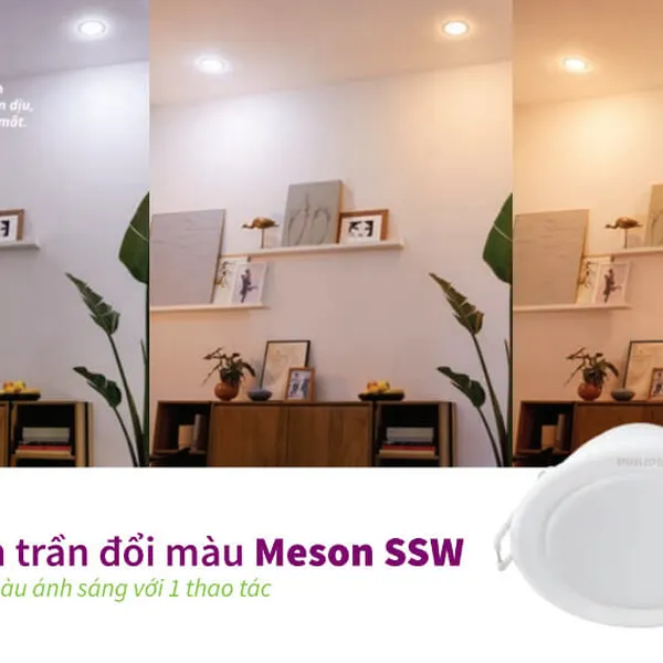 ✨ Kiến tạo không gian, định hình cảm xúc. Trải nghiệm Đèn downlight âm trần đổi màu Led Philips Meson SSW D105 9W WH recessed LED CCT 2700K-4000K-6500K 680LM.