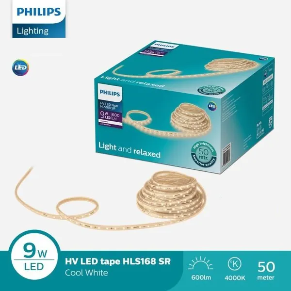 ✨ Trải Nghiệm Không Gian Tinh Tế | Đèn LED dây trang trí Philips HV HLS168 50M 9W/M 840 600LM GM 220-240V ánh sáng trung tính 4000K - Khám Phá Ngay!