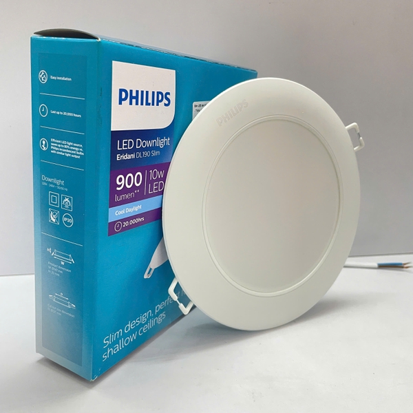 ✨💡 Trải nghiệm ánh sáng hoàn hảo: Đèn downlight âm trần siêu mỏng Led Philips Eridani DL190B Slim D125 10W 65K GM 6500K 900lm – Nâng tầm không gian sống của bạn.