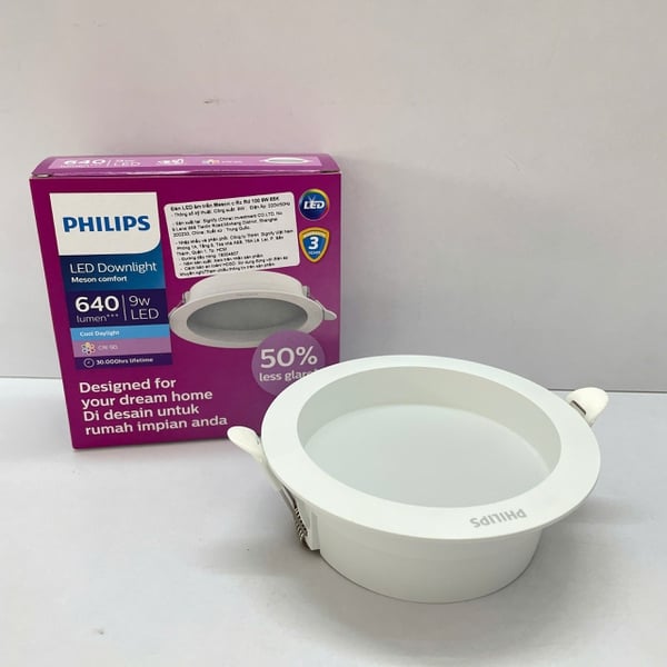 ✨ Khám phá Ánh Sáng Hoàn Mỹ: Đèn downlight âm trần chóa sâu Led Philips Meson c Rc Rd D100 9W 965 6500K 640lm 30.000h – Nâng Tầm Mọi Không Gian Sống.