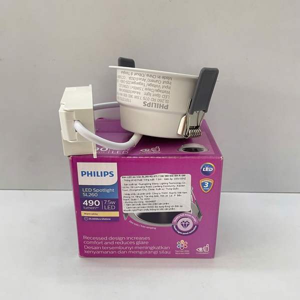 ✨💡 Nâng Tầm Không Gian Sống Với Đèn downlight âm trần chiếu điểm chóa sâu Led Philips SL260 RD 075 7.5W 930 36D WH R GM 3000K 490lm – Khám Phá Vẻ Đẹp Ánh Sáng Tinh Hoa.