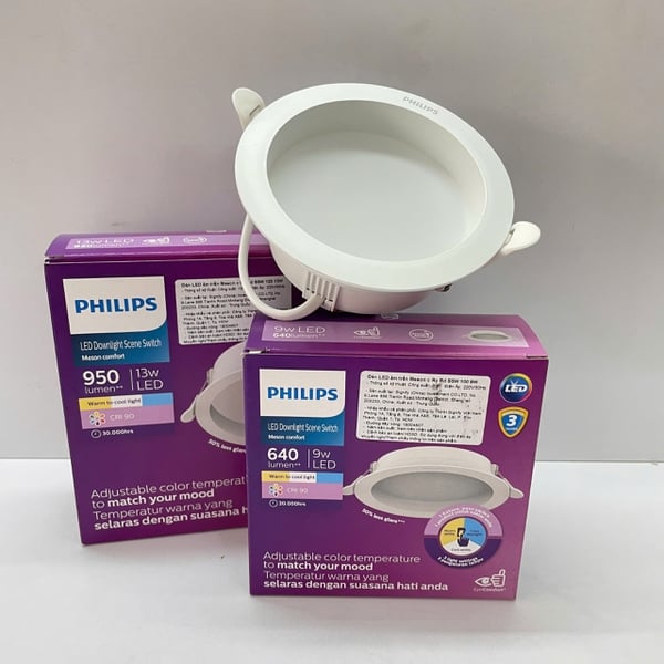 ✨ Trải nghiệm ánh sáng đỉnh cao: Đèn downlight âm trần chóa sâu Philips Meson 3 chế độ màu | D125 13W 950lm CCT 6500K/3000K/4300K
